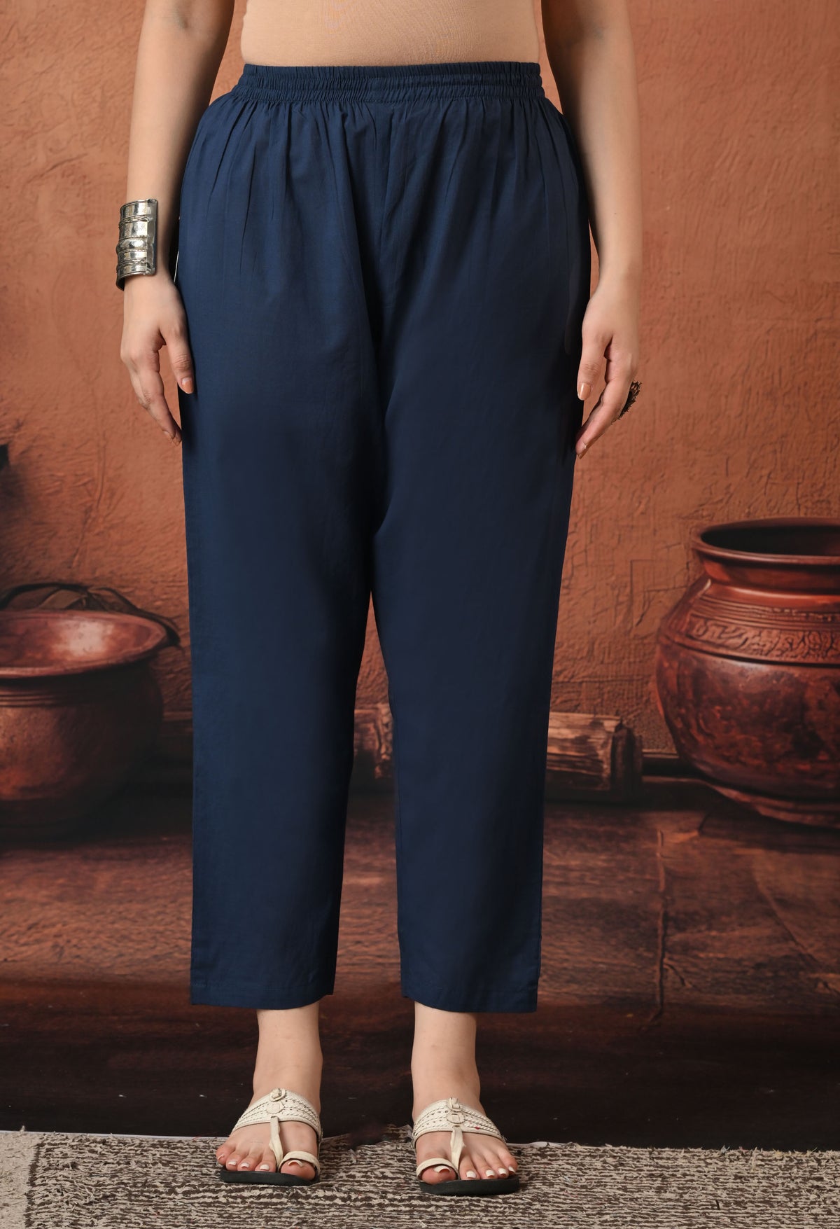 Navy Blue Silk Embroidered Straight Kurta Set with Dupatta