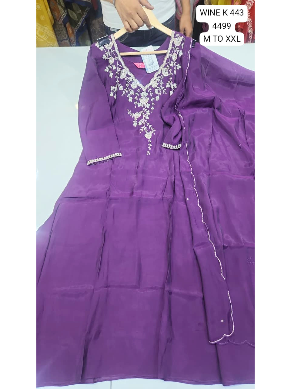 Wine Purple Embroidered Women’s Kurta Set with Dupatta – Festive & Semi-Formal Wear