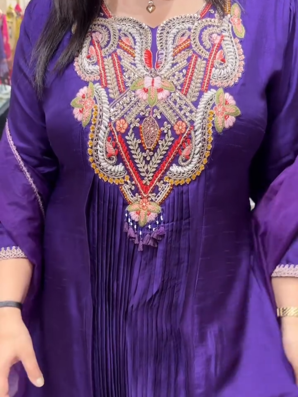 Royal Purple Embroidered Kurta Set for Women – Elegant Ethnic Wear