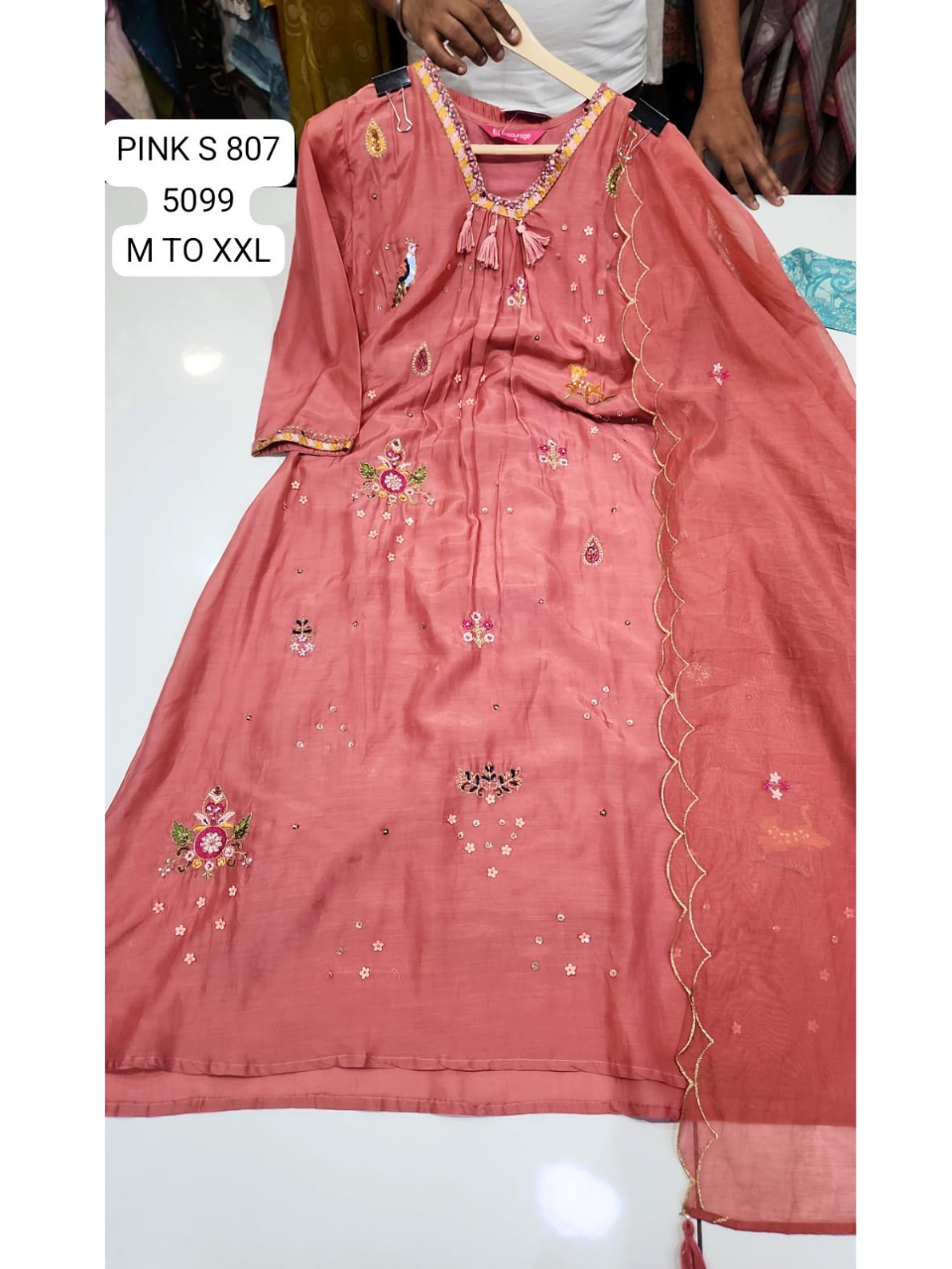 Pink Embroidered Ethnic Kurta Set with Dupatta for Women
