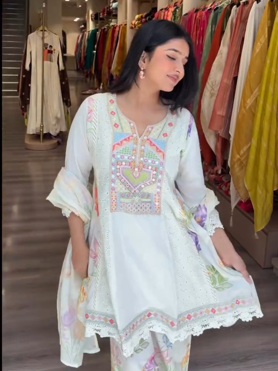 Pastel Blue Embroidered Kurta Palazzo Set with Dupatta for Women | Elegant Floral Ethnic Wear