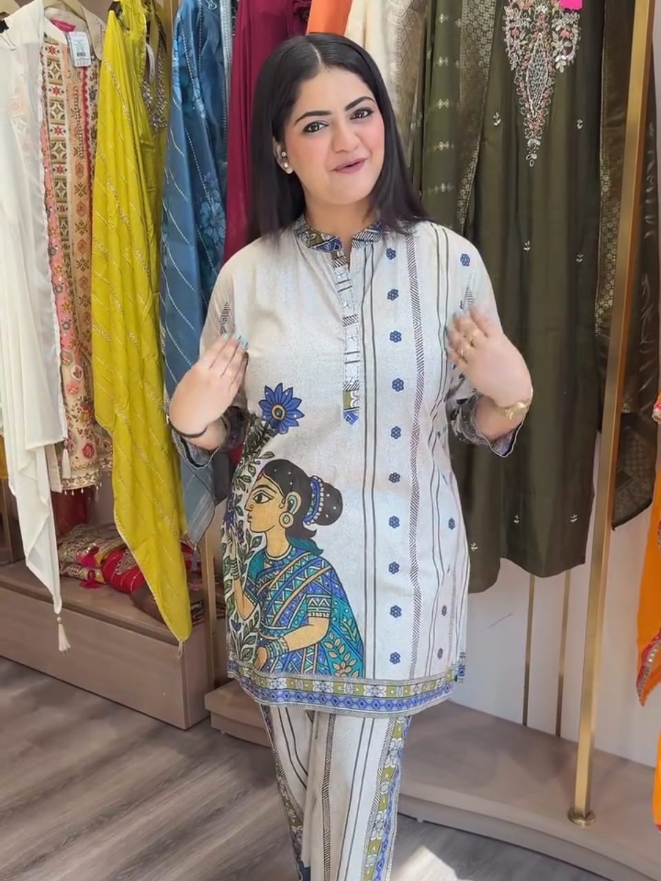 Indo-Art Printed Kurta Pant Set for Women | Designer Ethnic Statement Wear