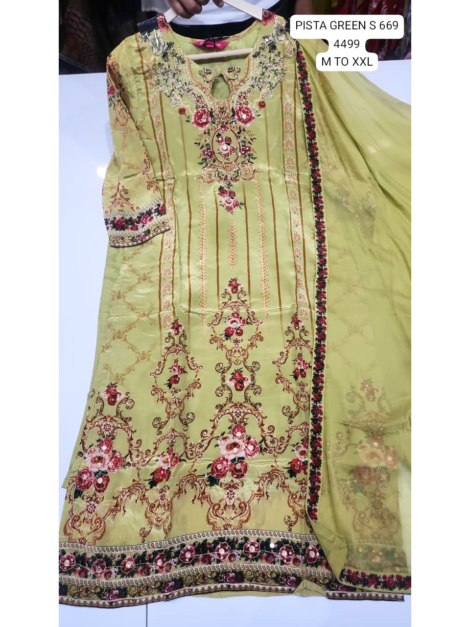 Pista Green Floral Printed Kurta Set with Dupatta for Women