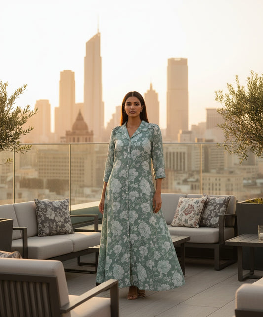 Women's Floral Printed Co-ord Set – Long Kurti with Matching Pants | Elegant Ethnic Wear