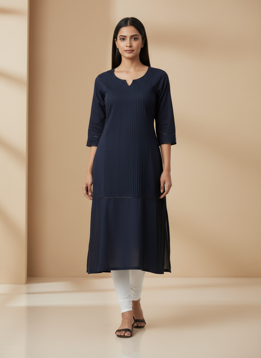Plain navy blue kurti for women – simple elegant style