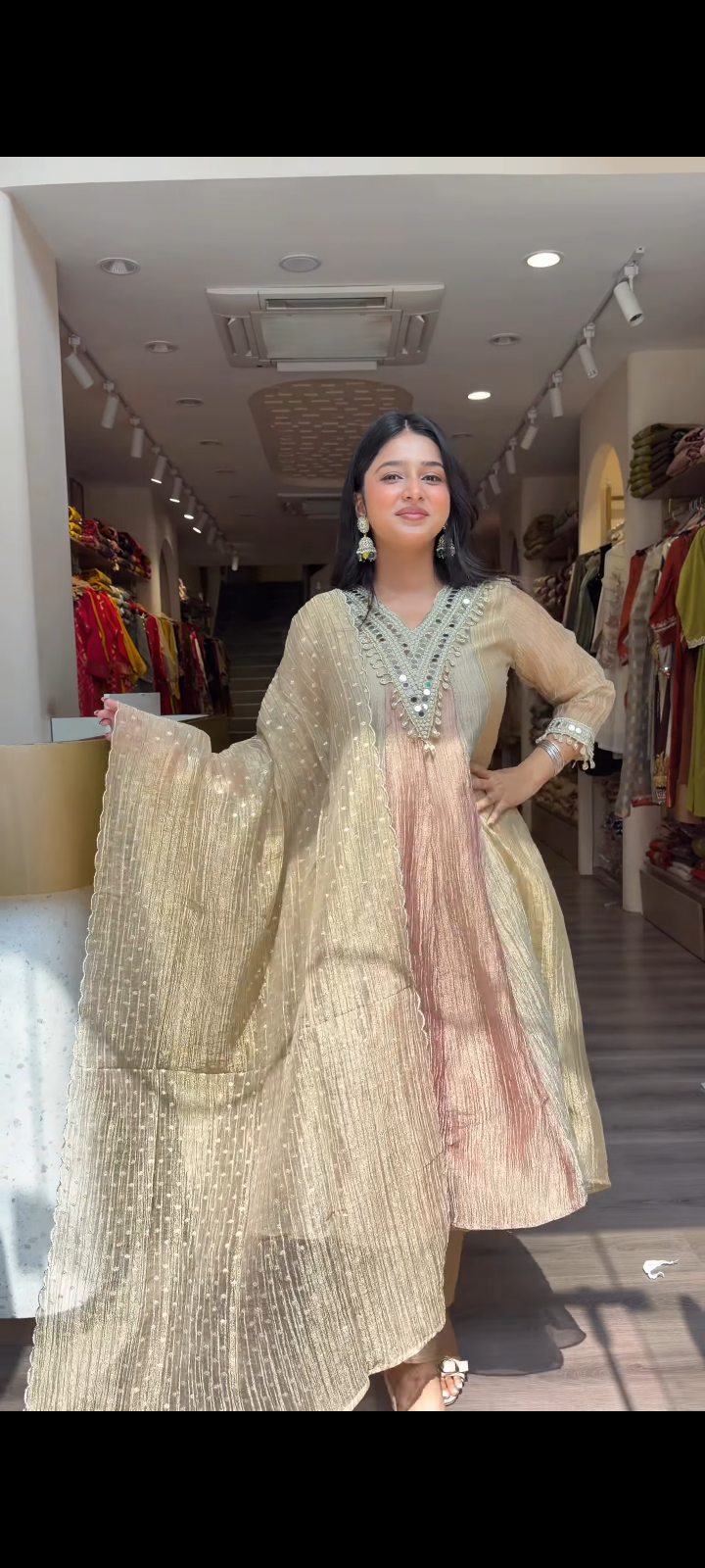 Premium Floral Mirror Work with Dupatta for Women | Elegant Ethnic Wear