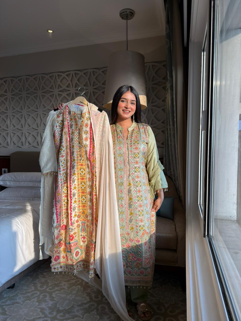 Mint Green Heavy Embroidered Kurta Set with Dupatta – Luxury Festive Wear for Women