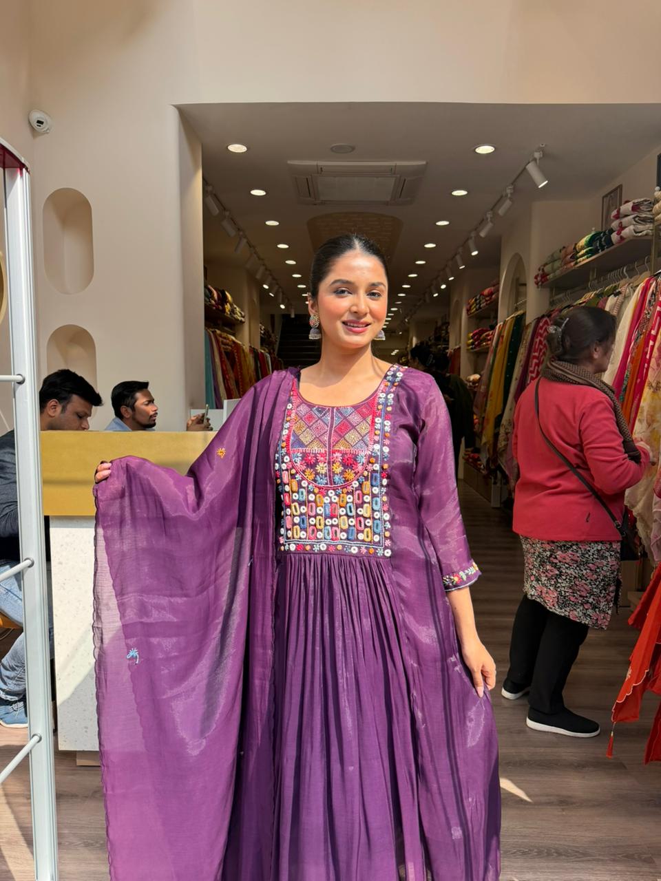 Royal Purple Embroidered Kurta Set with Dupatta – Festive & Elegant Ethnic Wear for Women