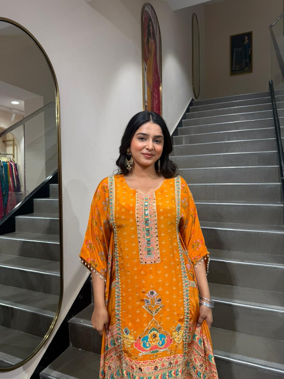 Rust Orange Printed Kurta Sharara Set for Women | Festive Ethnic Wear