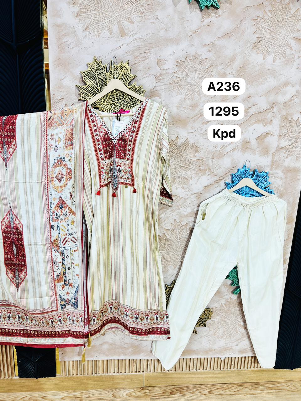 Women Beige Printed Kurta Pant Dupatta Set | Boho Ethnic Wear for Women
