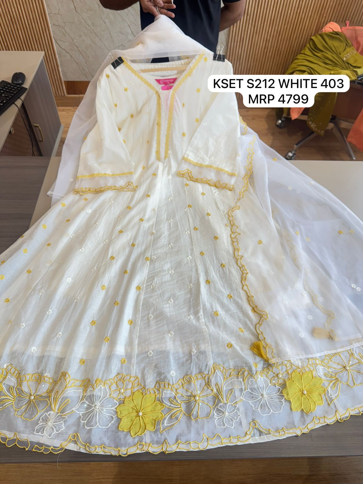 Women White Embroidered Anarkali Kurta Set with Dupatta | Premium Festive Ethnic Wear