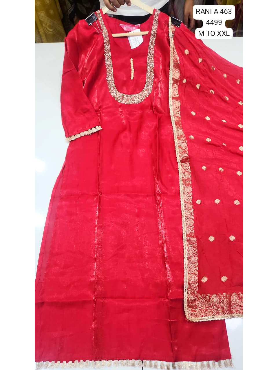 Rani Pink Sequin & Zari Embroidered Women’s Kurta Set with Dupatta – Festive & Party Wear