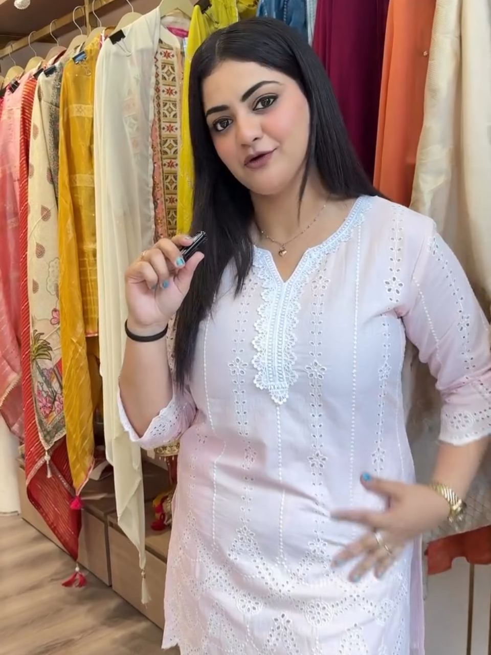 White Chikankari Kurta Pant Set for Women | Elegant Cotton Ethnic Wear