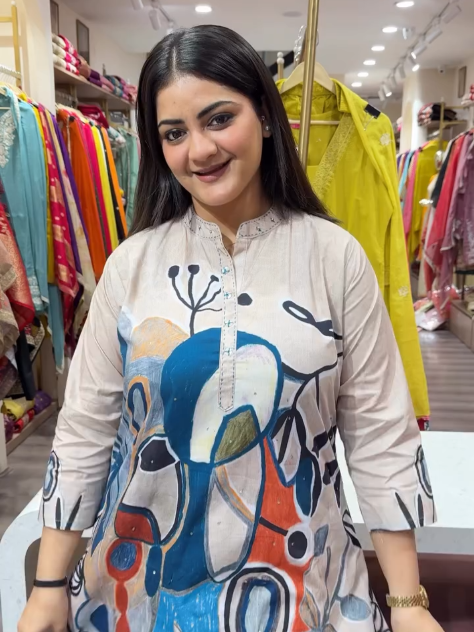 Abstract Printed Designer Kurta Pant Set for Women | Premium Artistic Ethnic Wear