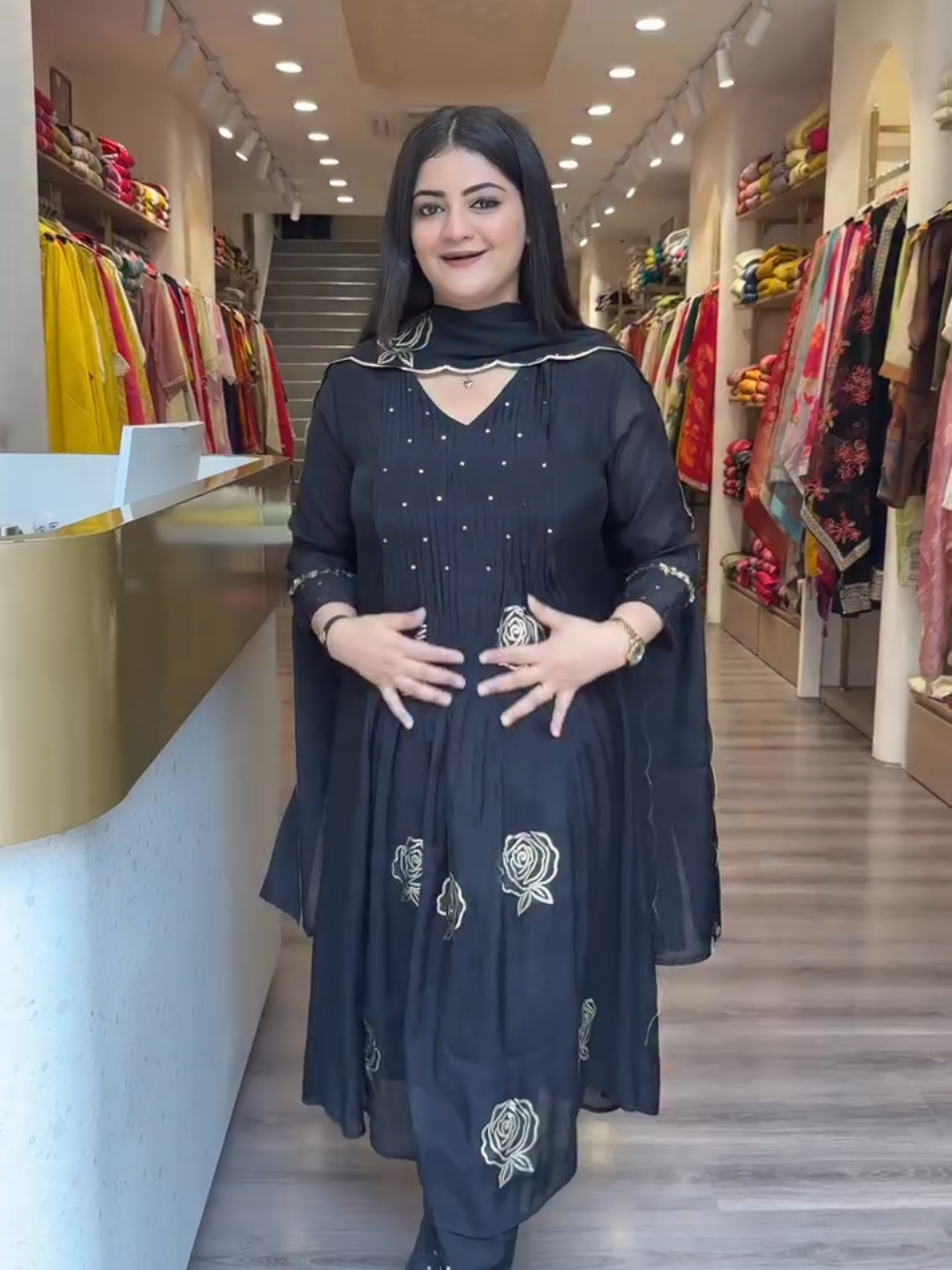 Elegant Black Embroidered Anarkali Salwar Kameez with Dupatta
