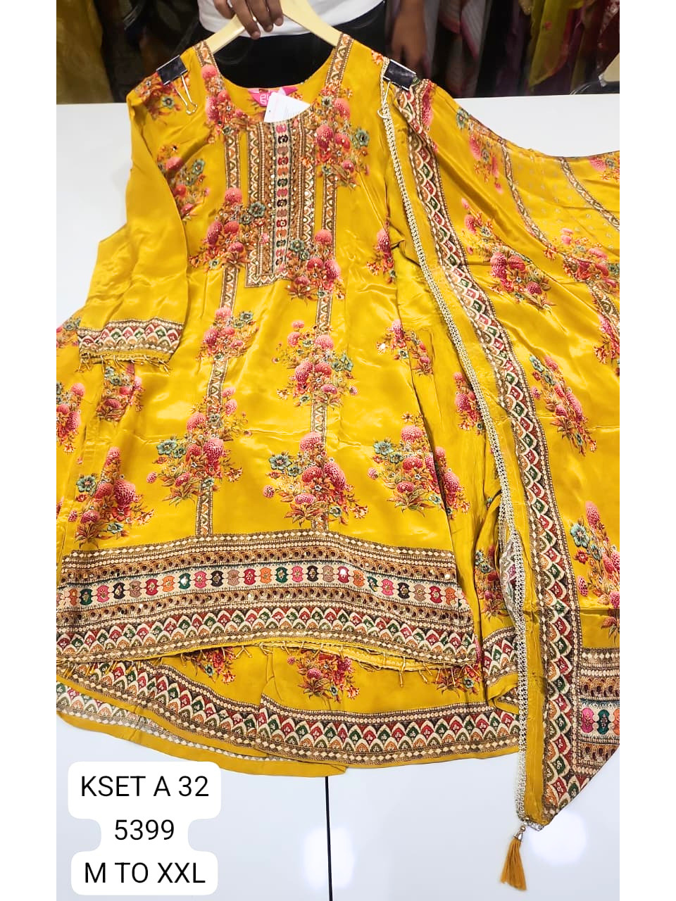 Vibrant Yellow Heavy Floral Embroidered Kurti with Dupatta for Women