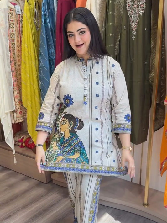 Indo-Art Printed Kurta Pant Set for Women | Designer Ethnic Statement Wear