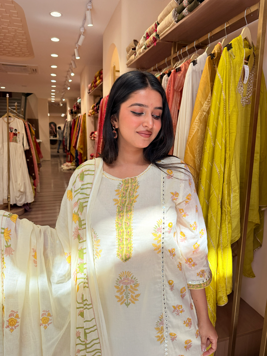 Elegant Minimal Printed Kurta Pant Set for Women | Soft Pastel Daily Wear Ethnic Outfit