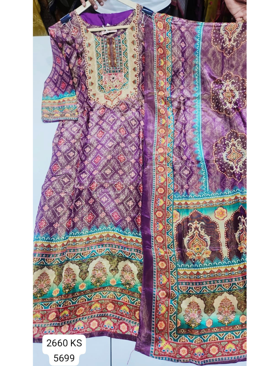 Purple Ethnic Printed Kurta Set with Dupatta for Women