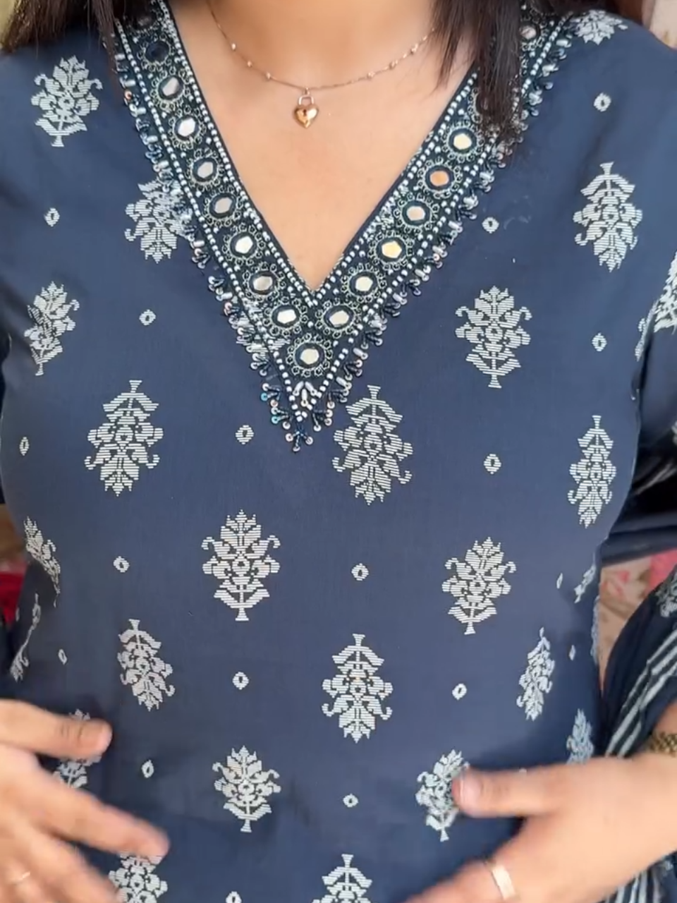 Navy Blue Printed Salwar Kameez Set for Women – Stylish Ethnic Wear