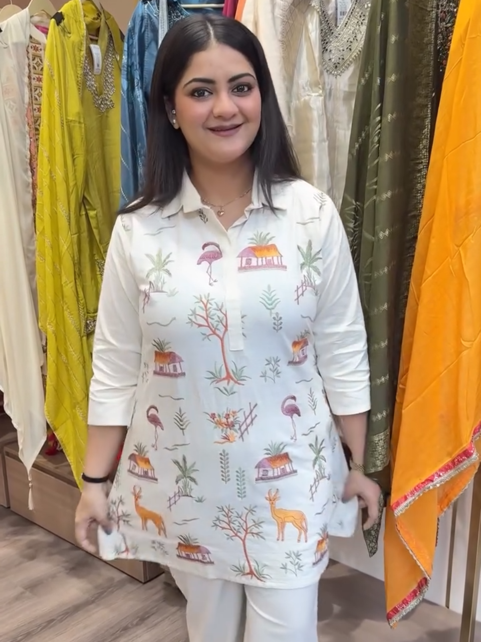 Pastel Printed Kurta Pant Set for Women | Scenic Nature Designer Ethnic Wear