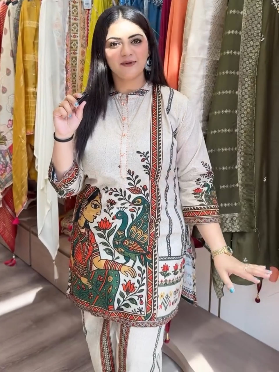 Traditional Art Printed Kurta Pant Set for Women | Designer Ethnic Statement Wear