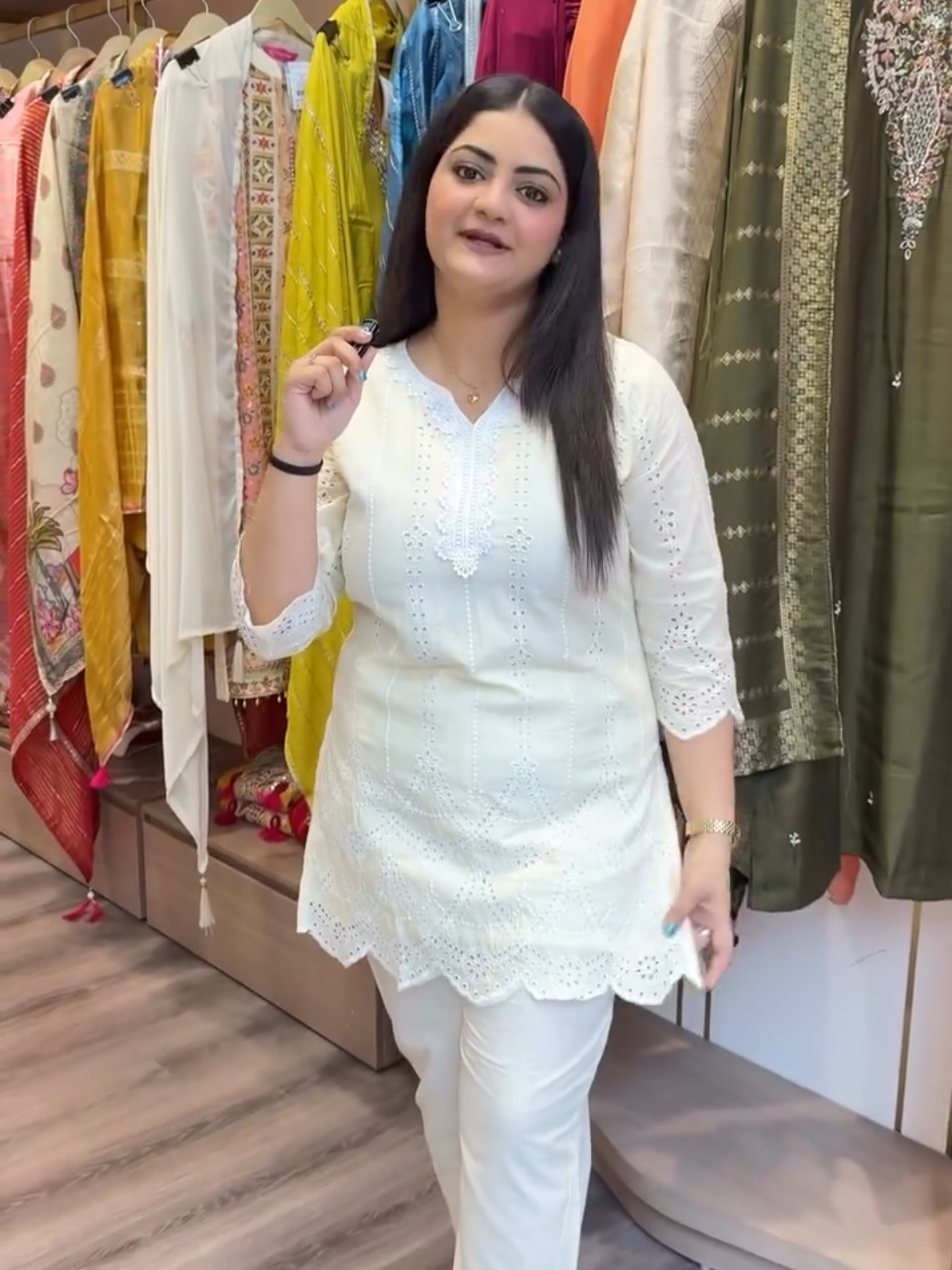 White Chikankari Kurta Pant Set for Women | Elegant Cotton Ethnic Wear