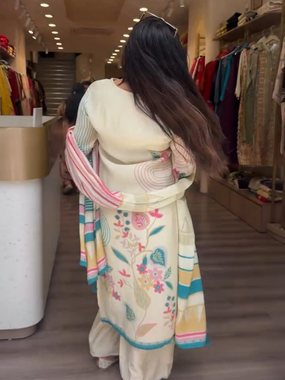 Elegant Ivory Printed Lawn Suit with Dupatta for Women