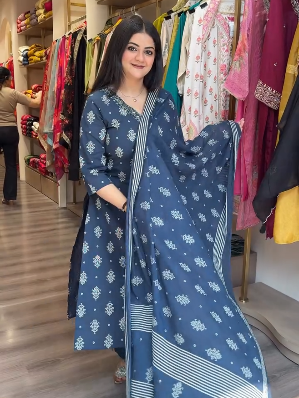 Navy Blue Printed Salwar Kameez Set for Women – Stylish Ethnic Wear