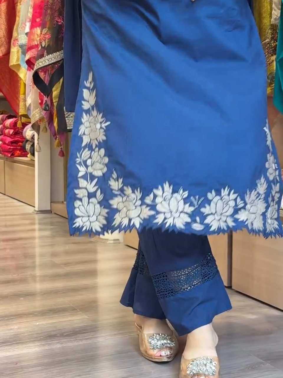 Classic Navy Blue Embroidered Salwar Kameez with Matching Dupatta