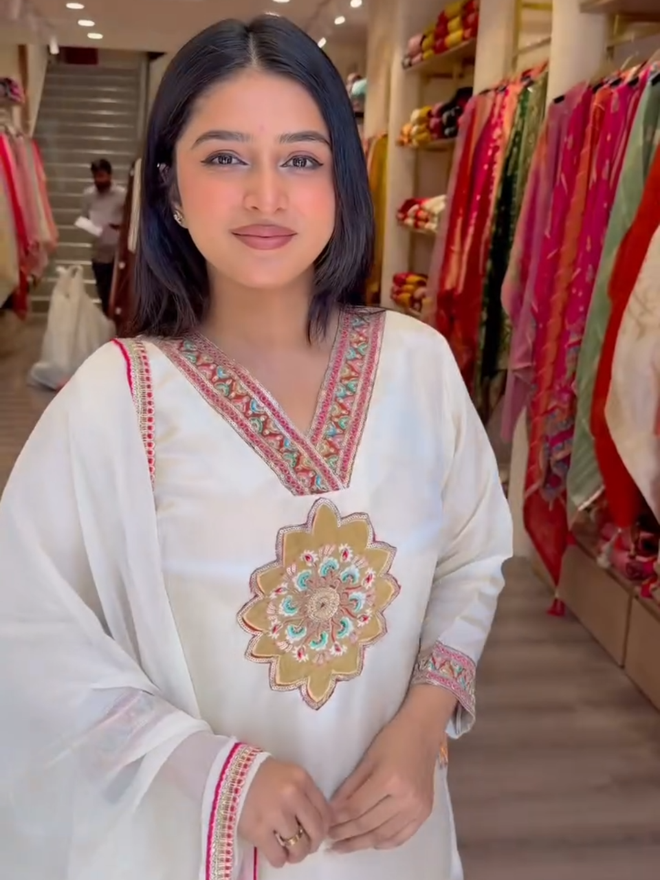 Off White Embroidered Kurta Palazzo Set with Dupatta for Women | Elegant Festive Ethnic Wear