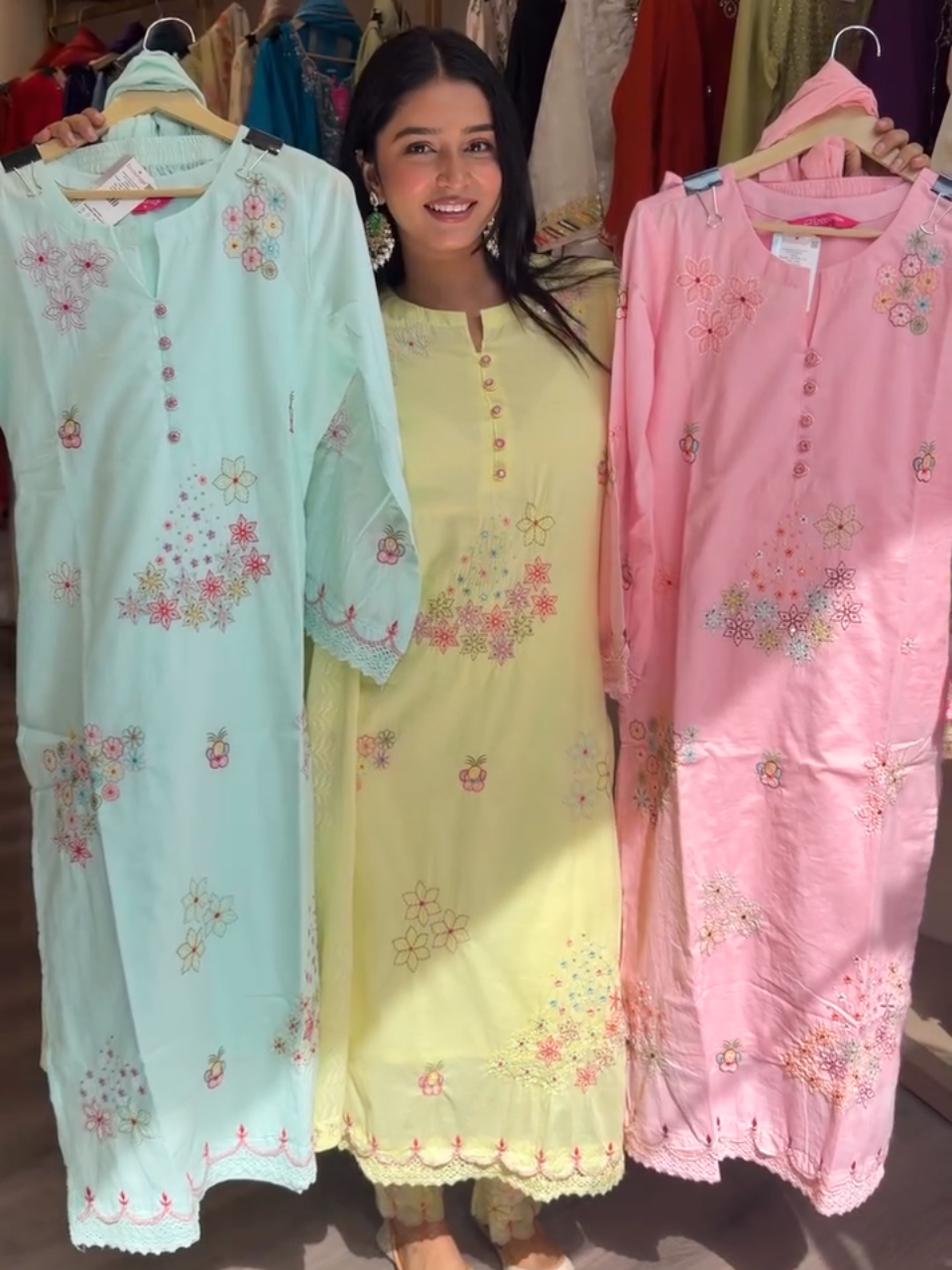 Pastel Yellow Floral Embroidered Kurta Pant Set with Dupatta for Women