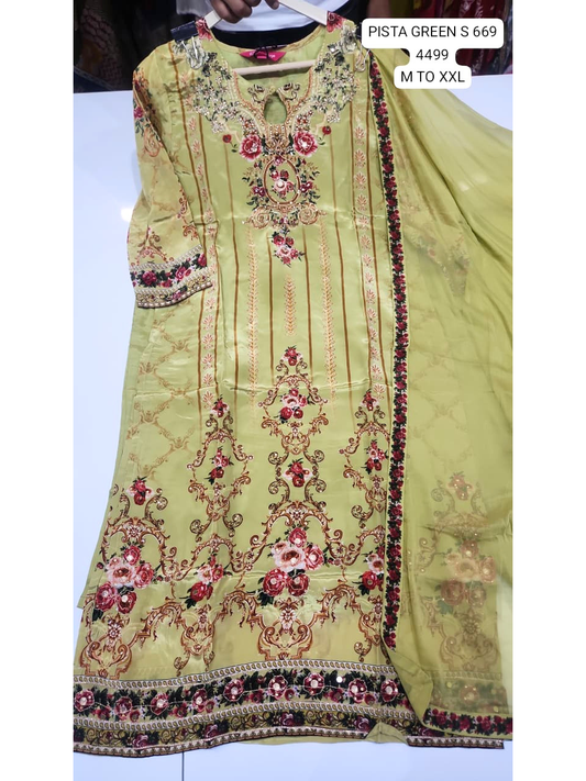 Pista Green Floral Printed Kurta Set with Dupatta for Women