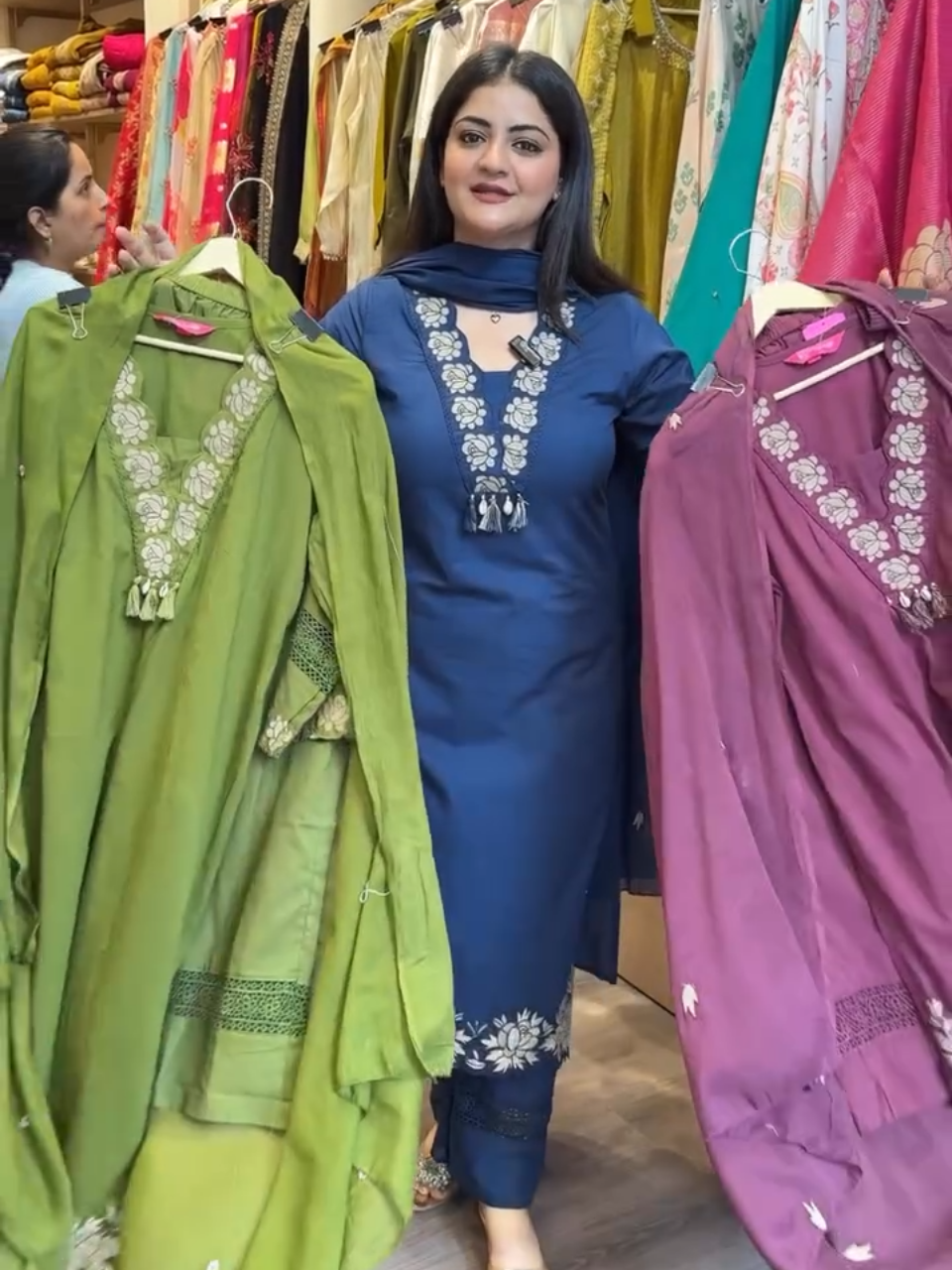 Classic Navy Blue Embroidered Salwar Kameez with Matching Dupatta