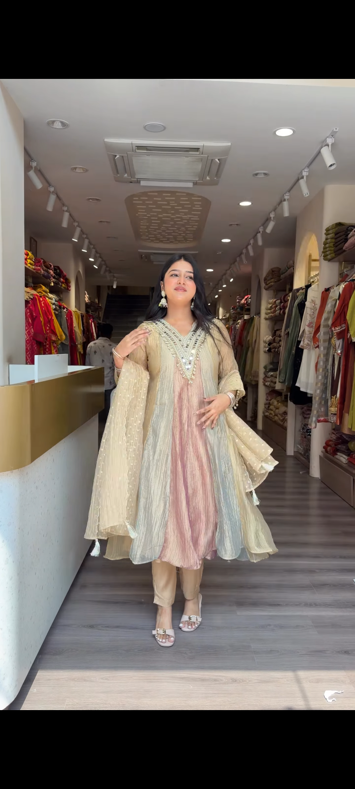 Premium Floral Mirror Work with Dupatta for Women | Elegant Ethnic Wear