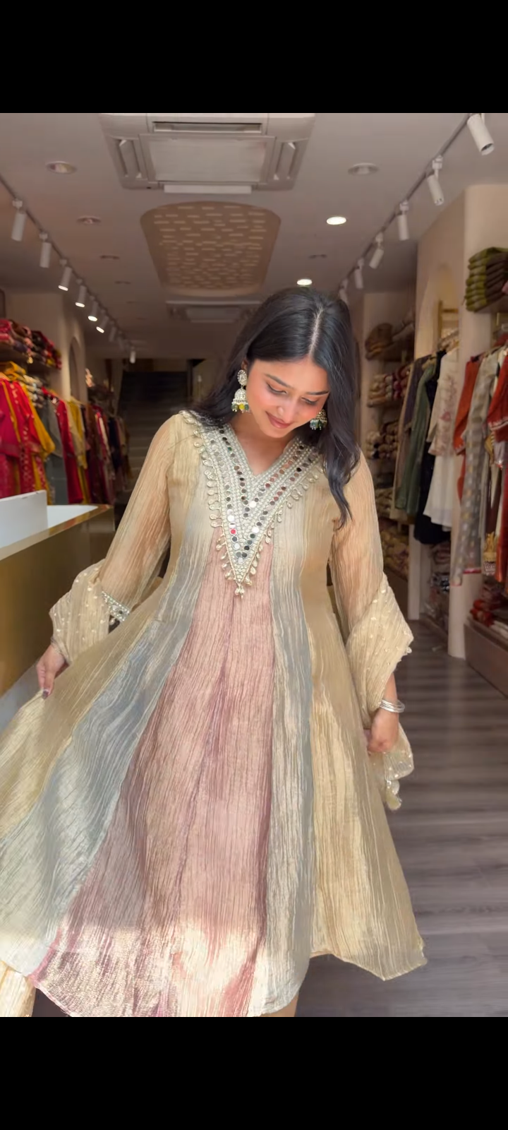 Premium Floral Mirror Work with Dupatta for Women | Elegant Ethnic Wear