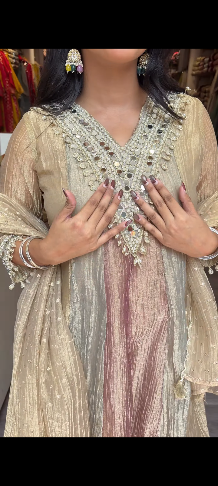 Premium Floral Mirror Work with Dupatta for Women | Elegant Ethnic Wear