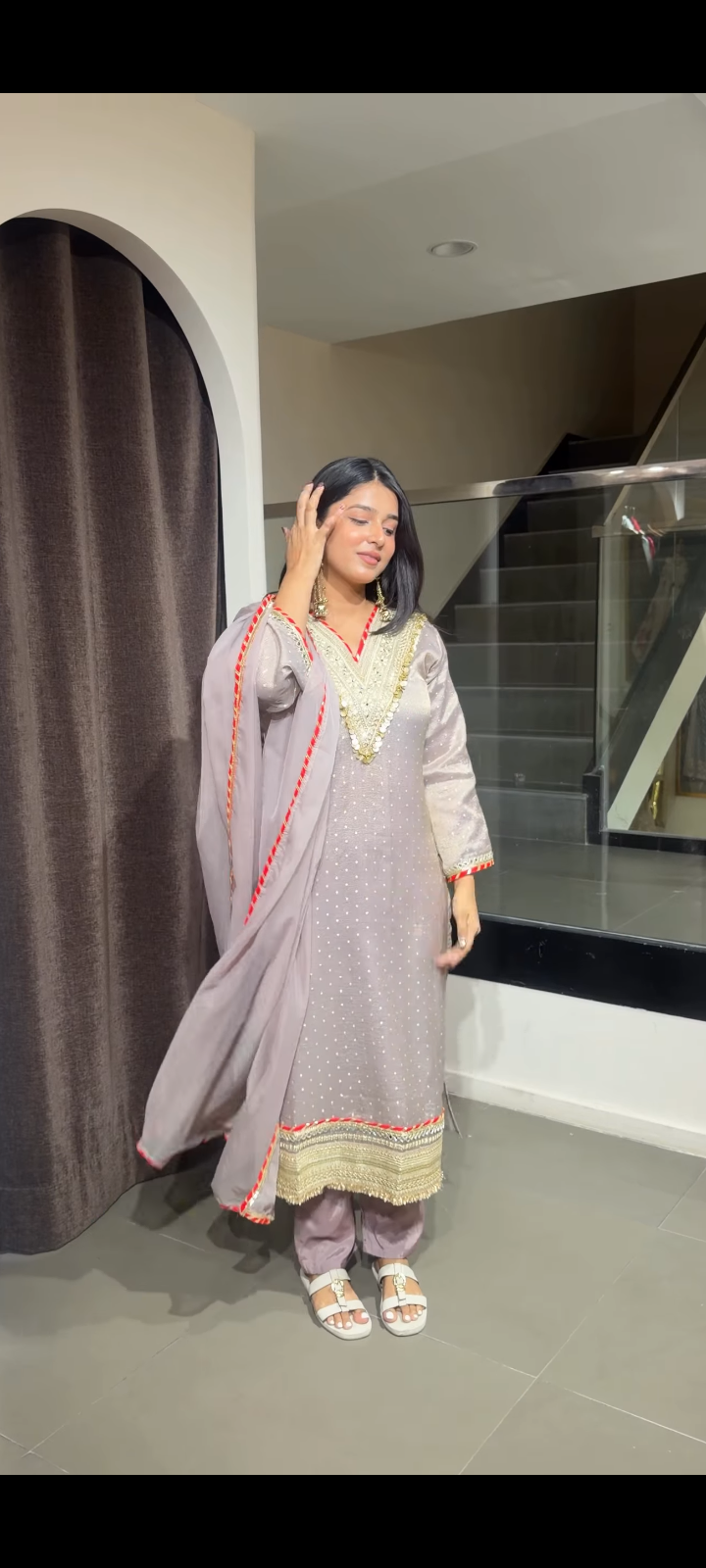 Elegant Sequin Embroidered Straight Kurta with Dupatta for Women | Elegant Flowy Party Wear Ethnic Dress