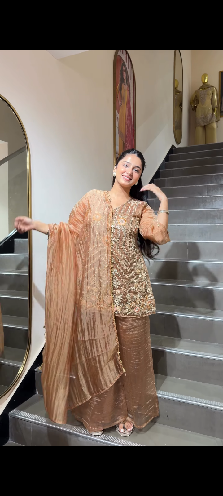 Embroidered Kurta Palazzo Set with Dupatta for Women | Elegant Festive Ethnic Wear