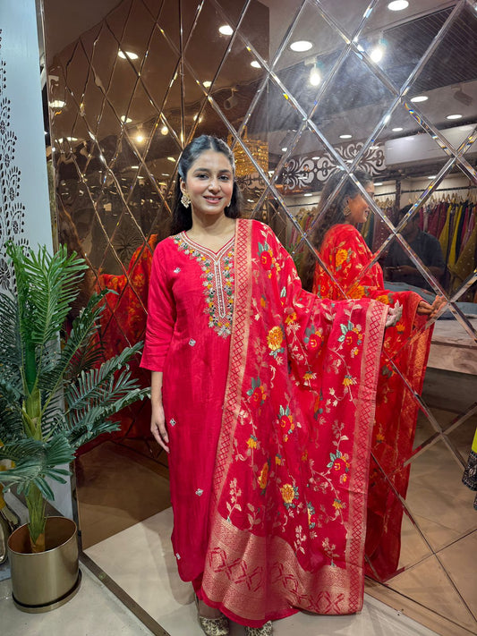 Crimson Glaze Party Wear