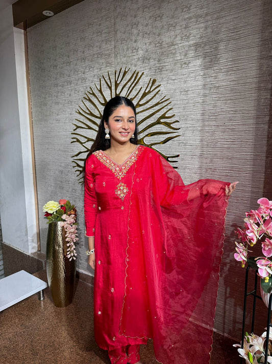 Crimson Glaze Party Wear