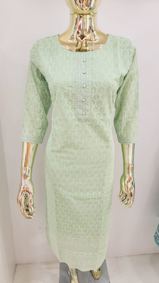 Mint Meadow Cotton Kurti