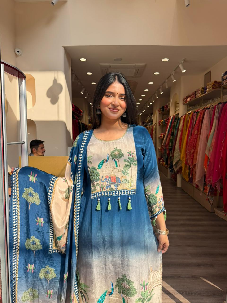 Blue Designer Printed Kurta Set with Dupatta for Women | Premium Ethnic Wear Suit