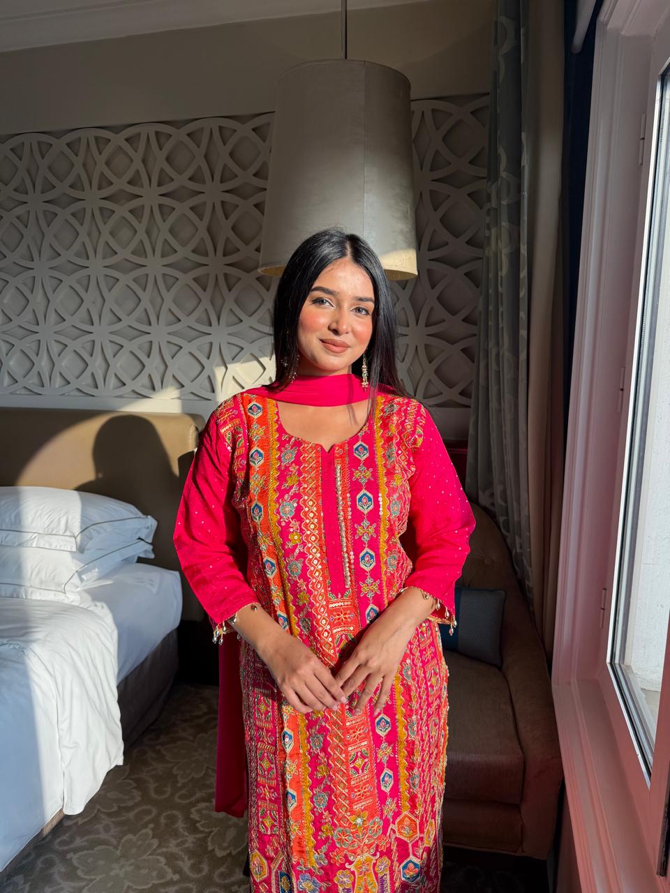 Red Heavy Embroidered Kurta Set with Dupatta – Festive & Wedding Wear for Women