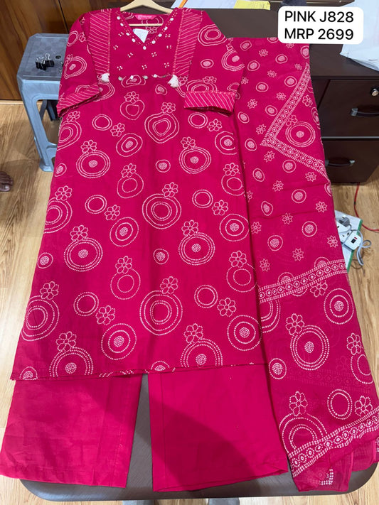 Pink Bandhani Print Kurta Set for Women with Dupatta | Stylish Ethnic Wear Suit
