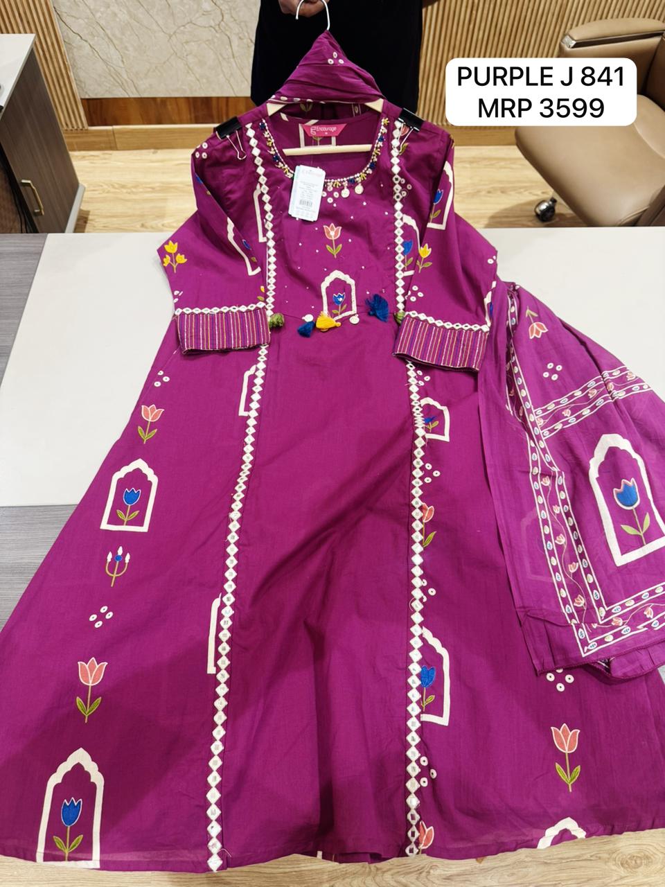 Purple Printed Anarkali Kurta Set with Dupatta for Women | Trendy Ethnic Wear