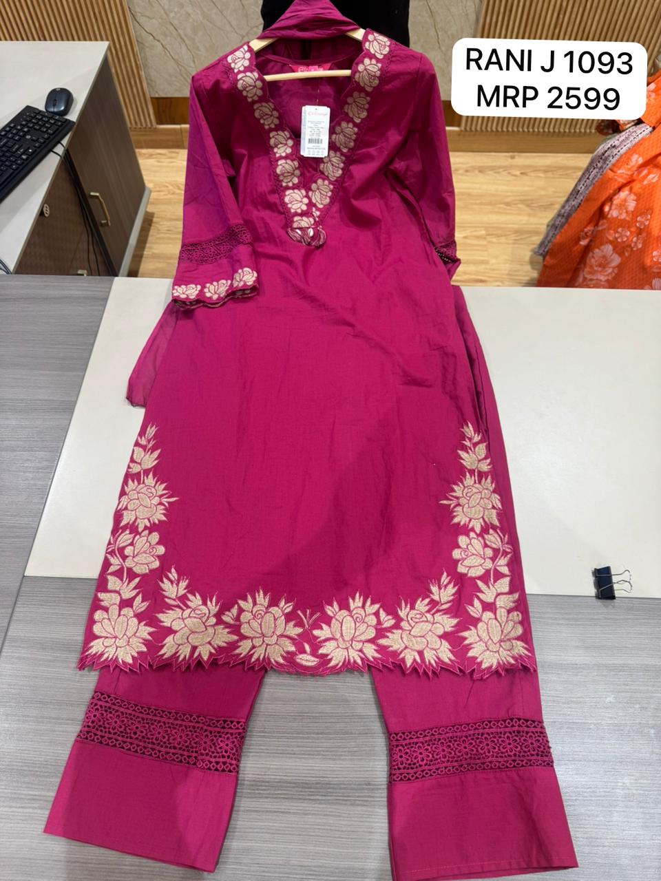 Rani Pink Embroidered Kurta Pant Set for Women | Ethnic Wear