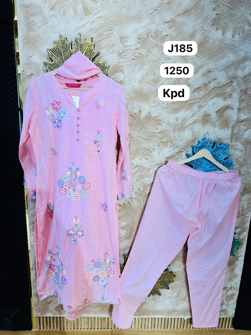 Women Pink Floral Embroidered Kurta Pant Set with Dupatta | Elegant Ethnic Wear
