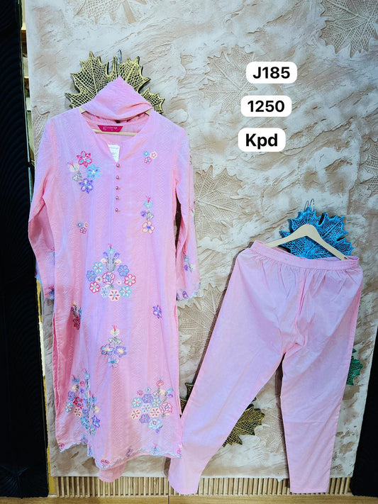 Women Pink Floral Embroidered Kurta Pant Set with Dupatta | Elegant Ethnic Wear