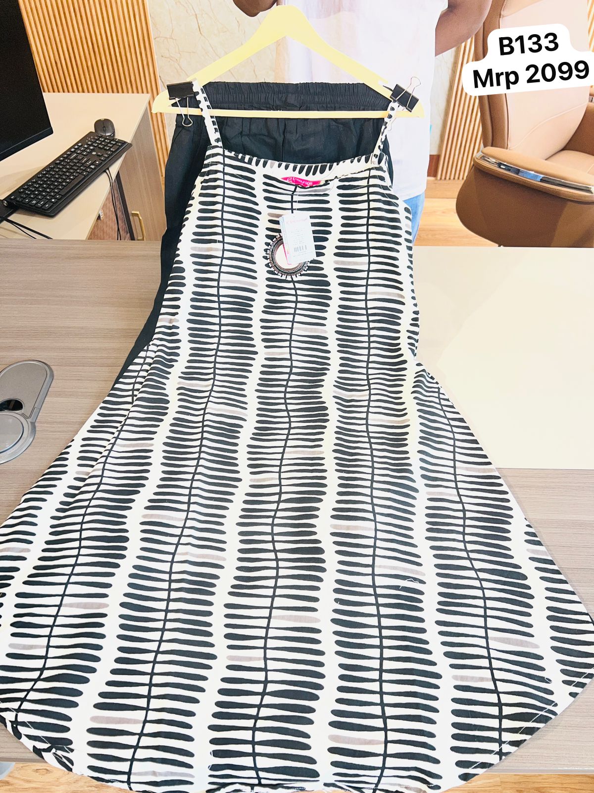 Women Black & White Printed Sleeveless Dress with Pants | Stylish Co-Ord Set